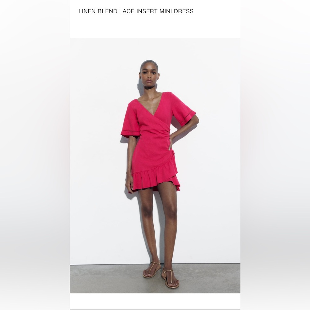 Zara Woman’s Pink LINEN Dress! NEVER WORN